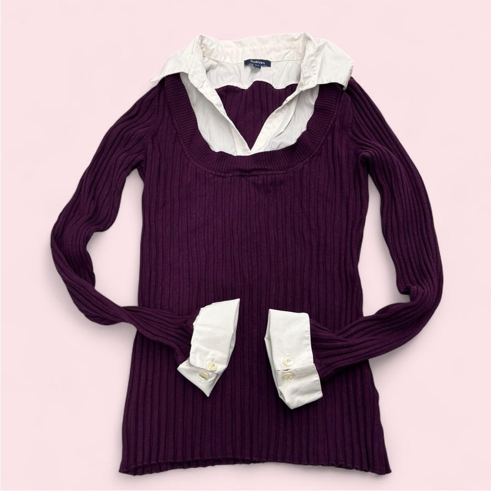 Women's Purple Sweater with White Collar
